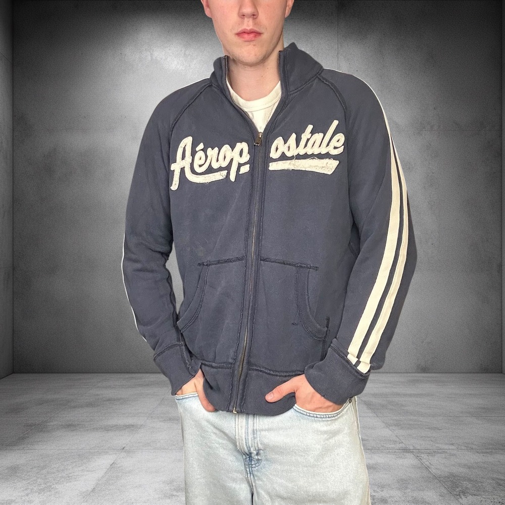 Vintage Aeropostale Y2K Zip Up Sweatshirt Navy Blue Skater Grunge 1822